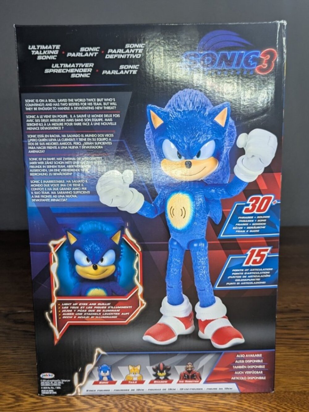 Sonic The Hedgehog 3 JAKKS Pacific Ultimate Talking Sonic Action Figure Toy 12" - Picture 5 of 8